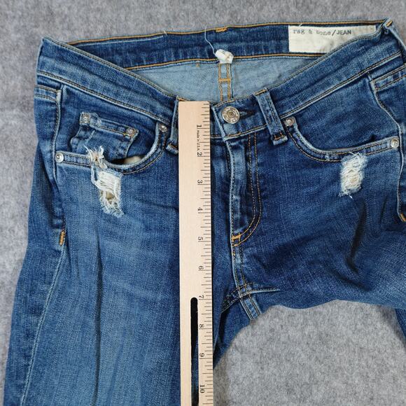 Rag and Bone Jeans Womens 24 Skinny La Paz Distressed Denim Medium Wash Raw Hem - Picture 4 of 12